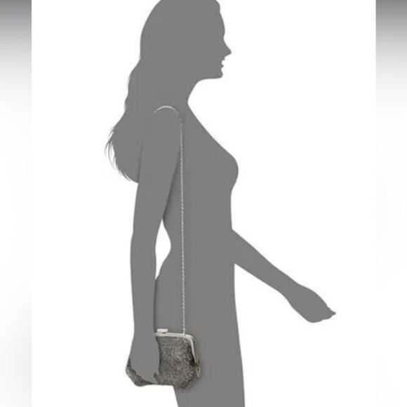 I.N.C. International Concepts Patsy Pewter Diamond Mesh Frame Clutch- NWT - Picture 11 of 12